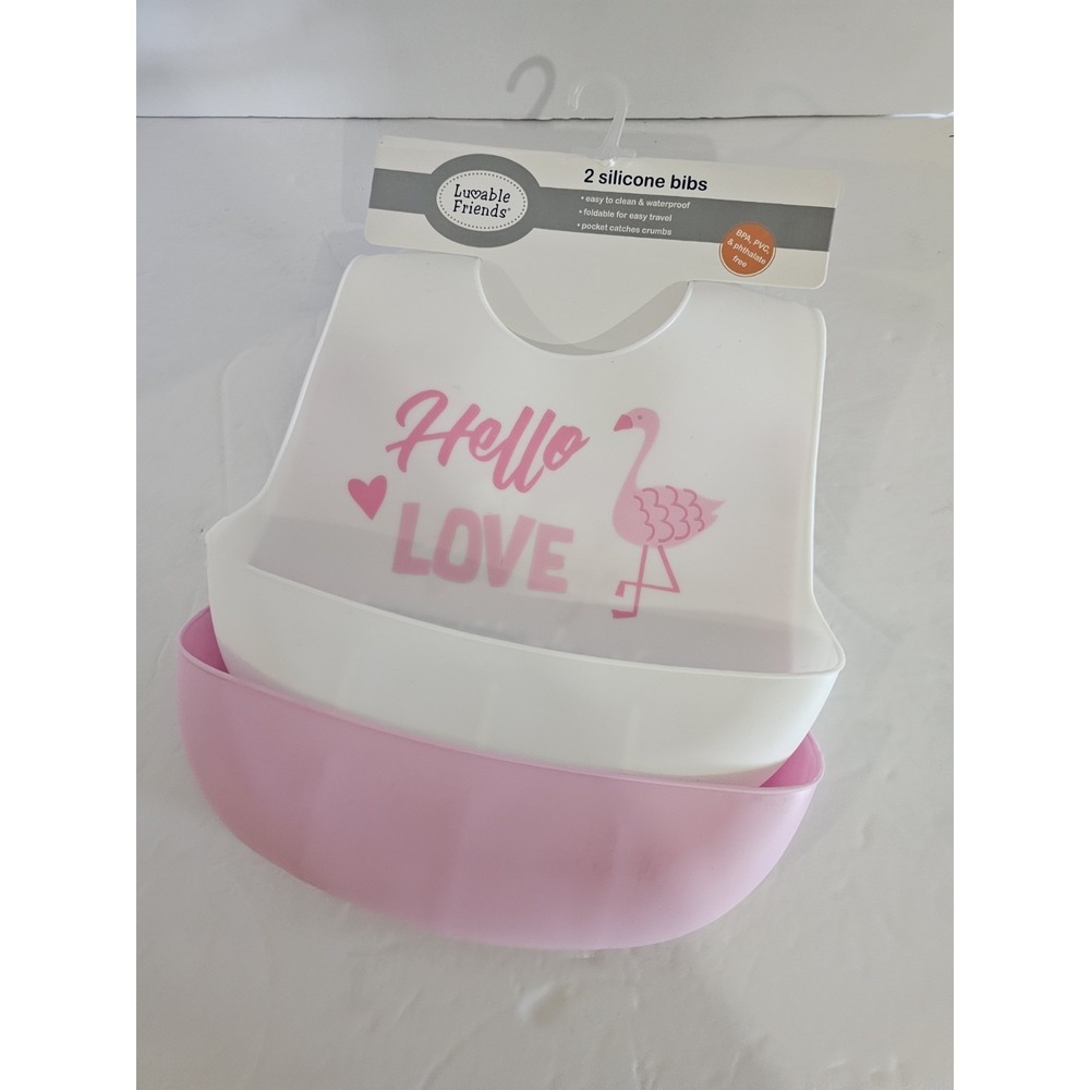 Lovable Friends 2 Silicone Bibs Pink